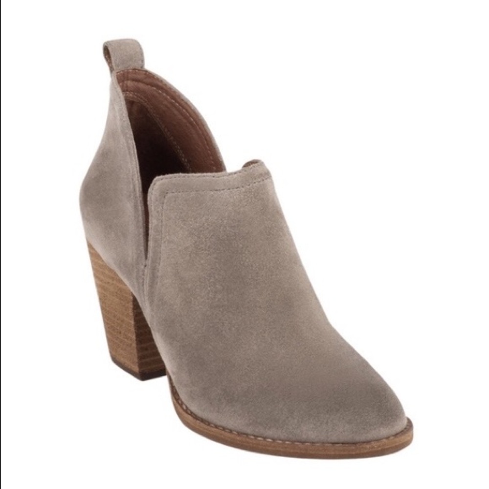 Jeffrey Campbell Taupe Suede Block Heel Cutout Ankle Booties